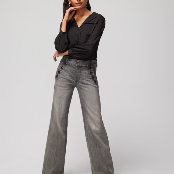 White House Black Market Denim - NWT White House Black Market Mariner Wide Leg Jeans Sz 0 NEW Gray